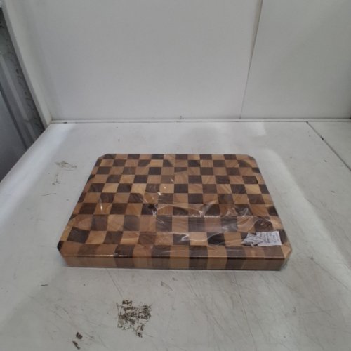 AOMIESEN WOOD BUTCHER BLOCK WITH JUICE HANDLES - 16" X 12" - CHECKERED WOOD image 3