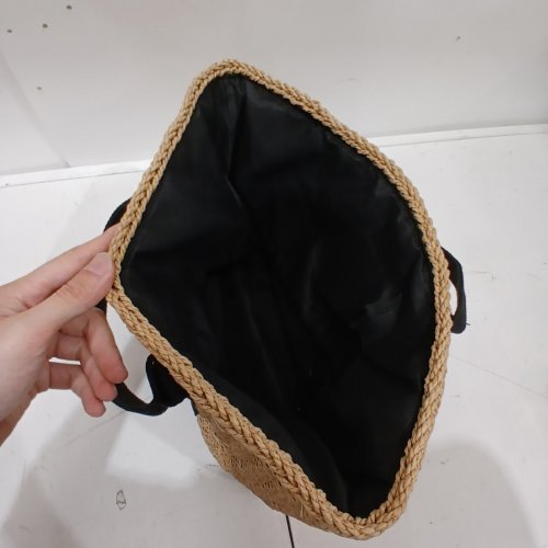 WOVEN TOTE BAG WITH FABRIC LINER - NATURAL / BLACK image 3