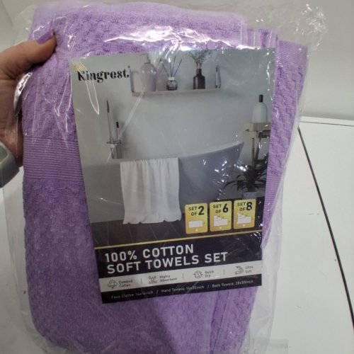 2PK KINGREST COTTON BATH TOWELS - 28" X 55" - LIGHT PURPLE image 3