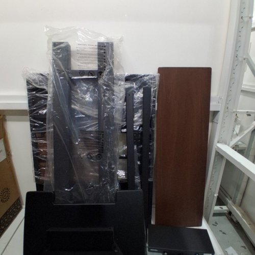 MODERN AESTHETIC TV STAND WITH SHELF- FITS 37″-80″ – BLACK/ BROWN (MODEL: FS46H-46T) image 2