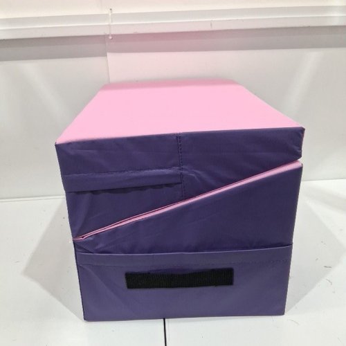 3-IN-1 GYMNASTICS FOLDING WEDGE SPORTS MAT - 15.5" X 33" - PURPLE/PINK image 2