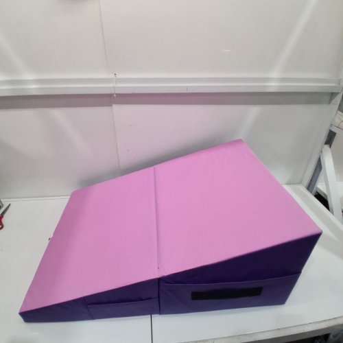 3-IN-1 GYMNASTICS FOLDING WEDGE SPORTS MAT - 15.5" X 33" - PURPLE/PINK image 3