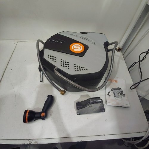 SUNPOW RETRACTABLE GARDEN HOSE REEL - 1/2" - 50FT - GREY/SILVER (MODEL: ZYW03-S15) image 2