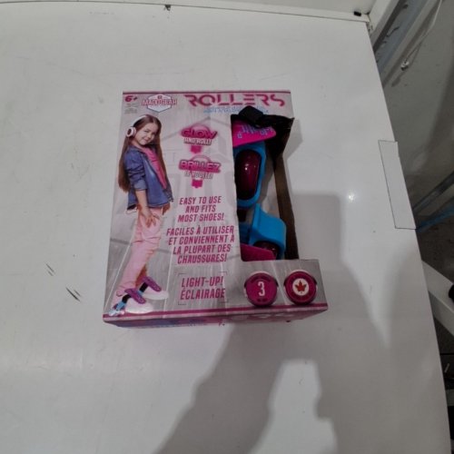 GIRLS MADD GEAR ADJUSTABLE ROLLERS LIGHT-UP HEEL WHEELS - ONE SIZE - PINK/BLUE image 3