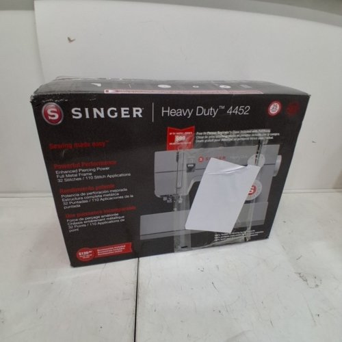 SINGER HEAVY DUTY PEDDLE OPERATED BUILT-IN NEEDLE THREADER SEWING MACHINE - 120 V, 0.7 AMP - GRAY (MODEL: 4452) image 6