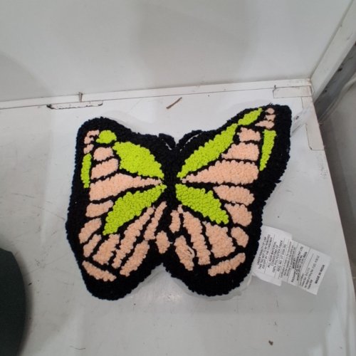 TEEN HOME BUTTERFLY DECORATIVE THROW PILLOW - 18" X 17" - GREEN/PINK image 3