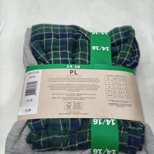 2PC BOY'S PETIT LEM PAJAMA SET - 10/12 - GREY/GREEN PLAID (STYLE: 9553535) image 3