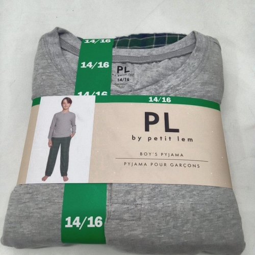 2PC BOY'S PETIT LEM PAJAMA SET - 10/12 - GREY/GREEN PLAID (STYLE: 9553535) image 4
