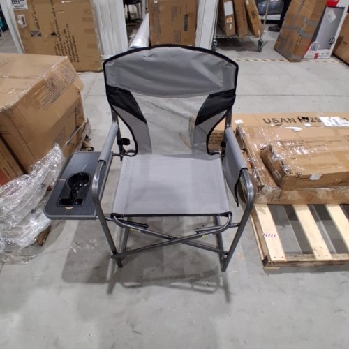 OZARK TRAIL DIRECTOR FOLDING CAMP CHAIR WITH SIDE TABLE - 39.4" X 23.4" X 19.9" - GRAY / BLACK image 2