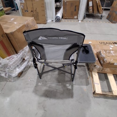 OZARK TRAIL DIRECTOR FOLDING CAMP CHAIR WITH SIDE TABLE - 39.4" X 23.4" X 19.9" - GRAY / BLACK image 4