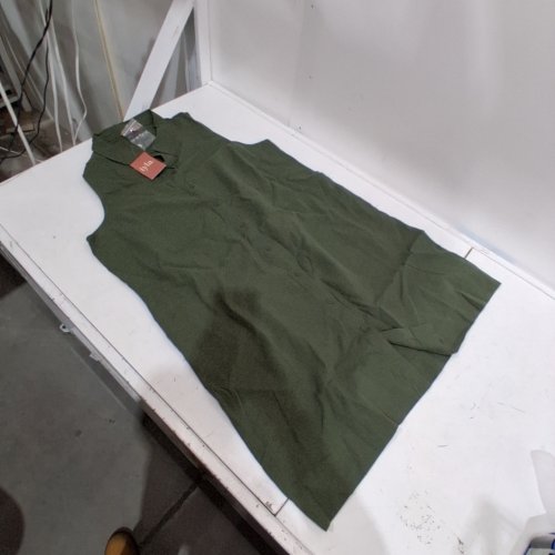 IYLA WOMENS SLEEVELESS LINEN SHIFT DRESS - LARGE - GREEN image 2