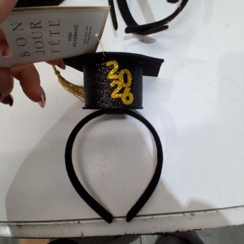 5PK GRADUATION THEMED HEAD BAND "2026 GRAD" - BLACK/GOLD image 3