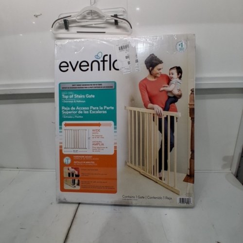 EVENFLO WALK-THRU TOP OF STAIRS EXTRA WIDE BABY & PET GATE - 32" X 30" - 48" - NATURAL WOOD BROWN (MODEL: 1050500 1050) image 4