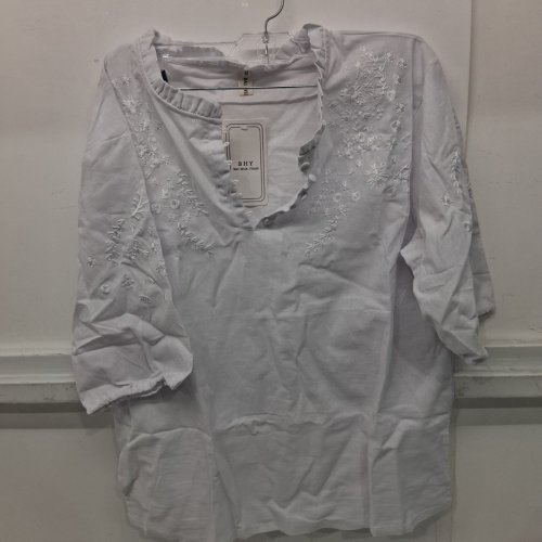 BAI HUA YUAN FLORAL EMBROIDERED LONG SLEEVE BLOUSE - MEDIUM - WHITE image 2