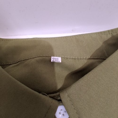 MEN'S LONG SLEEVE BUTTON-UP DRESS SHIRT - 2XL - OLIVE GREEN image 2
