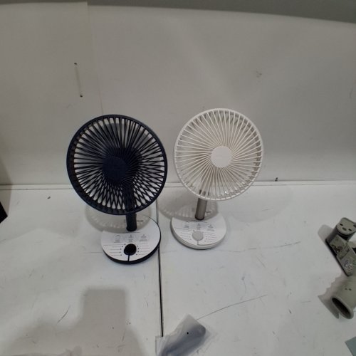 2PK LUMENA FAN STAND 4 CORDLESS DESK FANS - 4 SPEEDS, OSCILLATION - WHITE & BLUE(MODEL: 681978) image 2