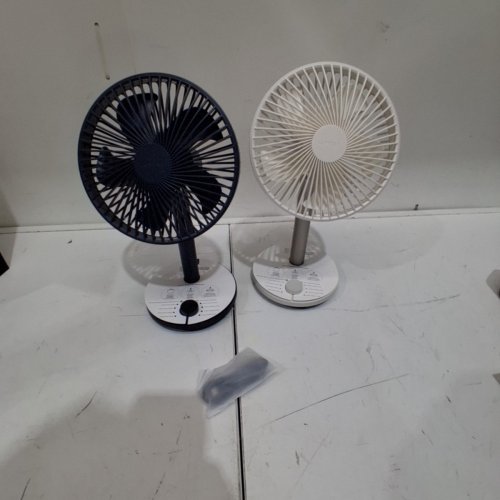 2PK LUMENA FAN STAND 4 CORDLESS DESK FANS - 4 SPEEDS, OSCILLATION - WHITE & BLUE(MODEL: 681978) image 3