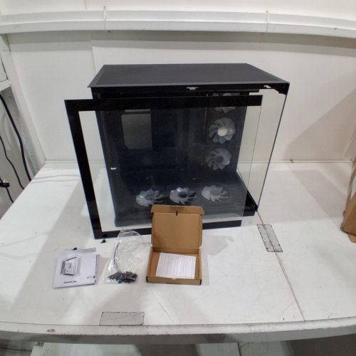 PC CASE WITH PANORAMIC GLASS, COLD FLOOR CHASSIS, & 9 PRE-INSTALLED RGB FANS - 19.3" X 11.2" X 18.1" - BLACK image 3