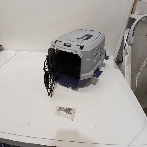 AMAZON BASICS 2-DOOR PET CARRIER - 19" - GREY/BLUE image 2