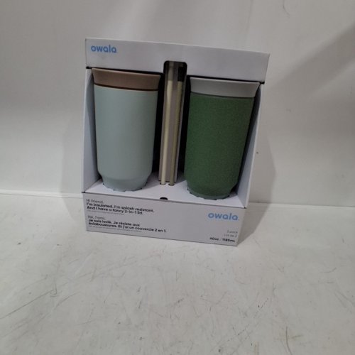 2PK OWALA INSULATED 2-IN-1 LID TUMBLER - 40 OZ - GREEN / BLUE / BROWN (MODEL: 1855927) image 3