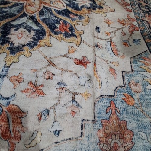 RELEANY WASHABLE NON-SLIP FLORAL VINTAGE DISTRESS PRINT PATTERN MEDALLION AREA RUG - 8FT X 10FT - MULTICOLOUR image 4