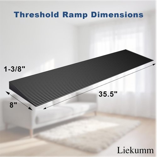 KIEKUMM THRESHOLD RUBBER RISE RAMP FOR DOORWAYS & HOME STEPS - 1-3/8" X 35" - BLACK (ITEM: LTR-9035) image 3