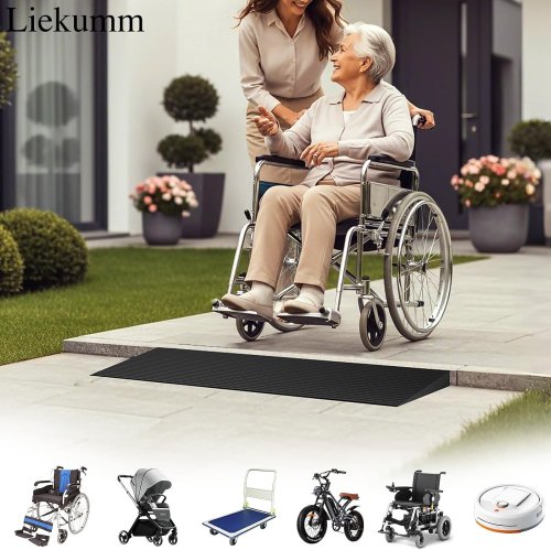 KIEKUMM THRESHOLD RUBBER RISE RAMP FOR DOORWAYS & HOME STEPS - 1-3/8" X 35" - BLACK (ITEM: LTR-9035) image 5