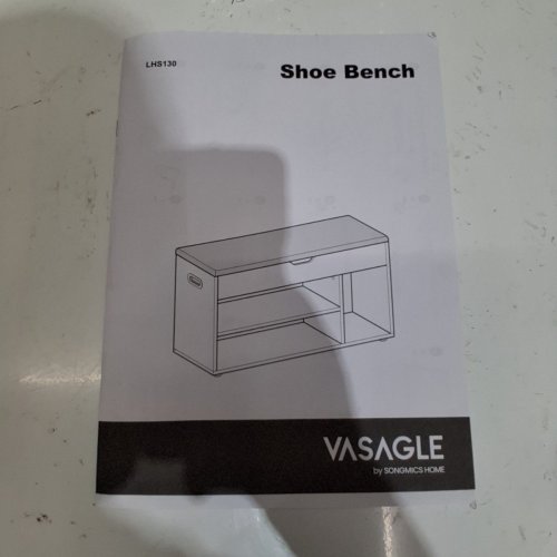 VASAGLE CUSHIONED 3 COMPARTMENT SHOE BENCH - 11.8" X 39.4" X 17.3" - BROWN/BLACK - (MODEL: LHS130KD03) image 4