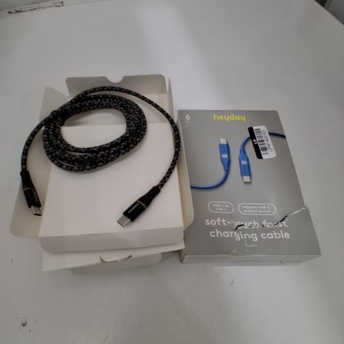 2PC ASSORTED HEYDAY BRAIDED USB-C TO USB-C CHARGING CABLES - 6FT - BLACK/BLUE image 3