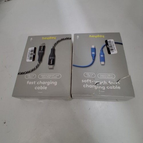2PC ASSORTED HEYDAY BRAIDED USB-C TO USB-C CHARGING CABLES - 6FT - BLACK/BLUE image 4
