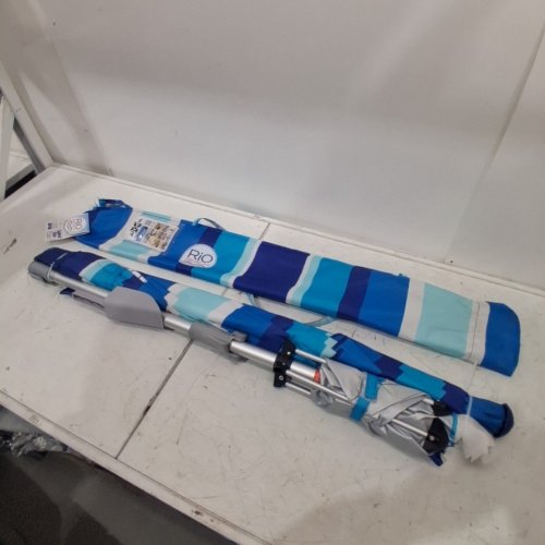 RIO BEACH OUTDOOR SHADE BEACH UMBRELLA - 7.5FT - BLUE, TURQUOISE AND WHITE image 3