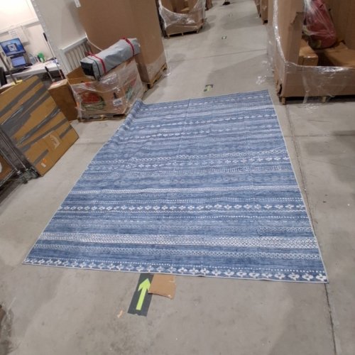 VUNATE WASHABLE GEOMETRIC BOHEMIAN SOFT AREA RUG WITH NON-SLIP BACKING - 8FT X 10FT - NAVY BLUE/WHITE image 3