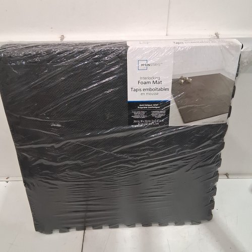 4PK MAINSTAYS INTERLOCKING FOAM MAT - 24.4" X 24.4" X 0.47" - BLACK image 2