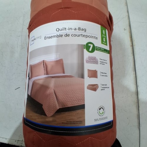 7PC MAINSTAYS QUILT-IN-A-BAG QUILT SET - QUEEN - TERACOTTA image 2