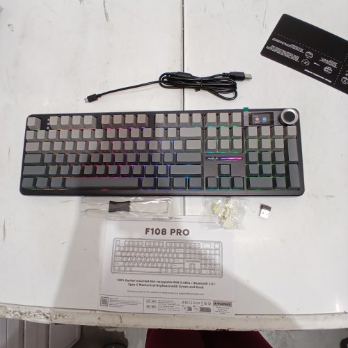 AULA / EPOMAKER MECHANICAL RGB HOT-SWAPPABLE KEYBOARD WITH SCREEN AND KNOB - 2.4GHZ / BLUETOOTH 5.0 / USB-C - GRAY AND BLACK (MODEL: F108 PRO) image 3