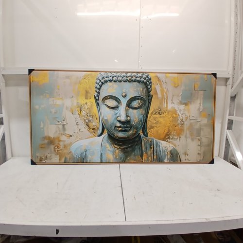 MOOMEL WALL ART BUDDA ZEN FRAMED MODERN PAINTING - 30" X 60" - YELLOW image 4
