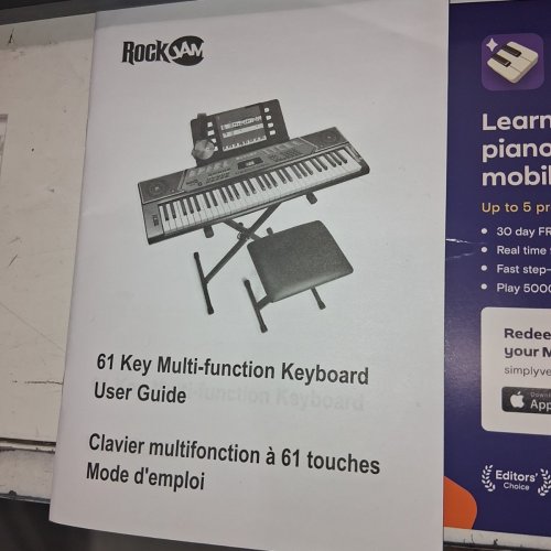 ROCK JAM 561 ELECTRONIC 61 KEY DIGITAL PIANO KEYBOARD HEADPHONE AND STOOL image 8