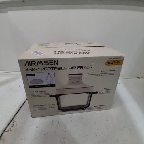 AIRMSEN GLASS AIR FRYER WITH 4 PRESETS & MANUAL CONTROL - 6QT - WHITE (MODEL: PAF-6002BD-1A) image 2