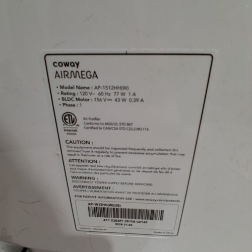 COWAY MIGHTY TOWER AIR PURIFIER WITH TRUE HEPA, WHITE, COMPACT (AP-1512HH(W)) image 5