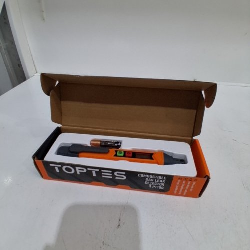 TOPTES PORTABLE NATURAL GAS LEAK DETECTOR WITH AUDIBLE & VISUAL ALARM AND 2 BATTERIES - ORANGE/GREY (MODEL: ‎PT199) image 3