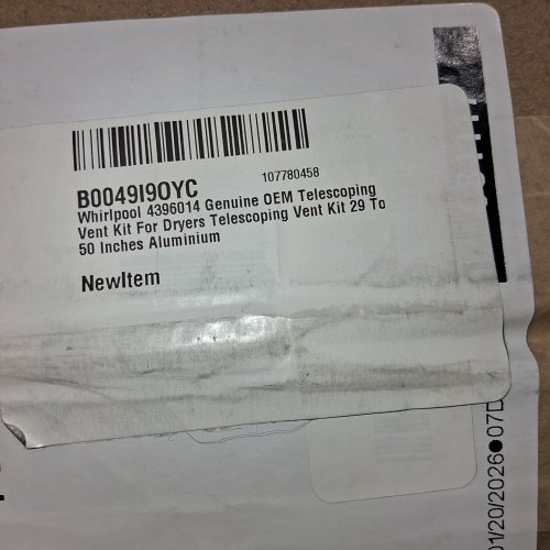 WHIRLPOOL TELESCOPING DRYER VENT KIT - 29" - 50" - ALUMINUM (MODEL: 4396014) image 2