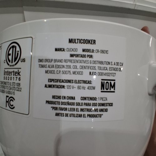 CUCKOO ONE TOUCH RICE COOKER AND STEAMER - 6 CUP - WHITE (MODEL: CR-0601) image 3