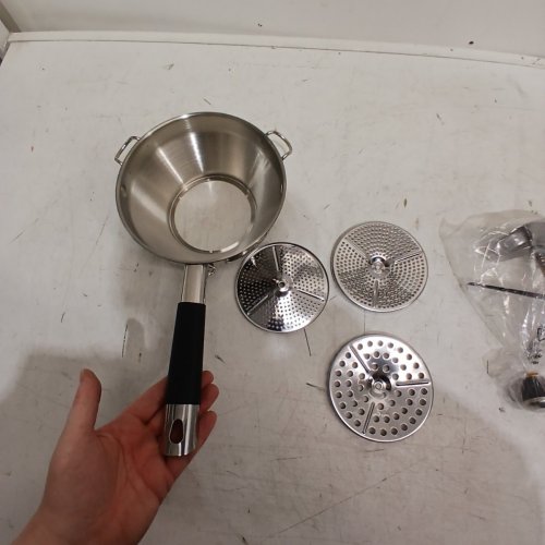 5PC STAINLESS STEEL ROTARY FOOD MILL FOR TOMATO SAUCE, APPLESAUCE & JAMS - STAINLESS STEEL image 5
