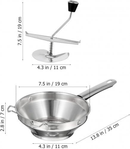 5PC STAINLESS STEEL ROTARY FOOD MILL FOR TOMATO SAUCE, APPLESAUCE & JAMS - STAINLESS STEEL image 2