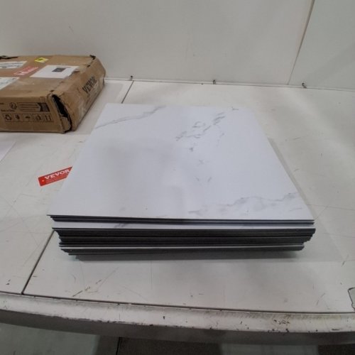 50PK PEEL AND STICK FLOORING TILES - 12" X 12" - WHITE MARBLE (MODEL: WB-4503) image 2