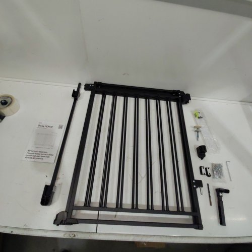 FUZZYNEST EXTRA WIDE ADJUSTABLE IRON BABY GATE FOR STAIRS DOORWAYS & HALLWAYS WITH NO BOTTOM BAR - 26.5"-43" X 29" - BLACK (MODEL: SH21.002G) image 3