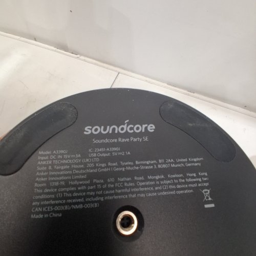 ANKER SOUNDCORE RAVE PARTY SE PORTABLE WATERPROOF PARTY SPEAKER - HUGE 101DB SOUND - USB CHARGER, BEAT-DRIVEN LIGHTS - BLACK (MODEL: A3390J) image 8