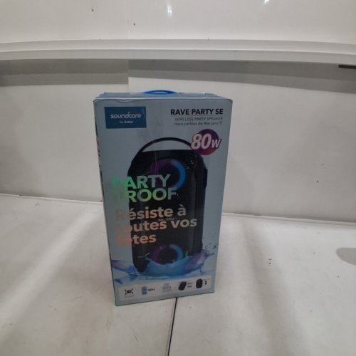 ANKER SOUNDCORE RAVE PARTY SE PORTABLE WATERPROOF PARTY SPEAKER - HUGE 101DB SOUND - USB CHARGER, BEAT-DRIVEN LIGHTS - BLACK (MODEL: A3390J) image 12