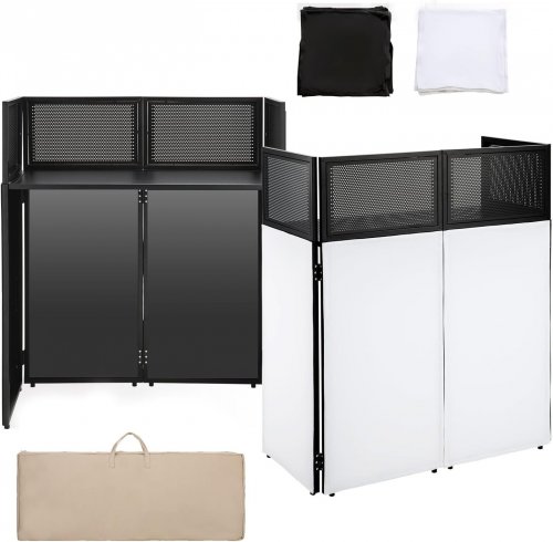 MOROHOPE PORTABLE DJ RACK TABLE FACADE BOOTH WITH BLACK & WHITE SCRIMS AND CARRY BAG - 39" X 20" X 47" - BLACK (MODEL: SL41008BK) image 2