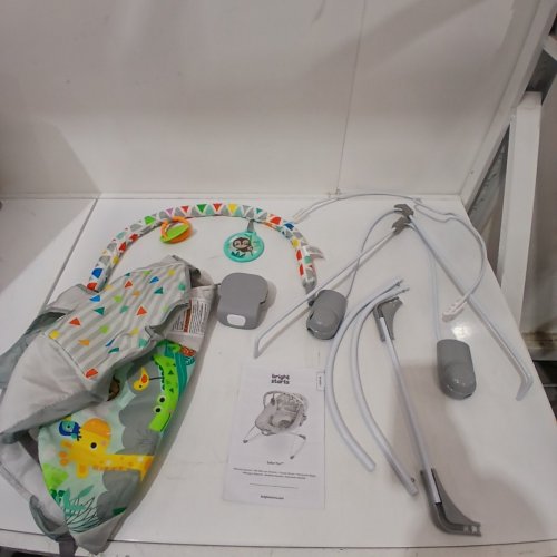 BRIGHT STARTS PORTABLE 3-POINT HARNESS VIBRATING BOUNCER WITH TOY-BAR - RAINFOREST VIBES (MODEL: 12227) image 4